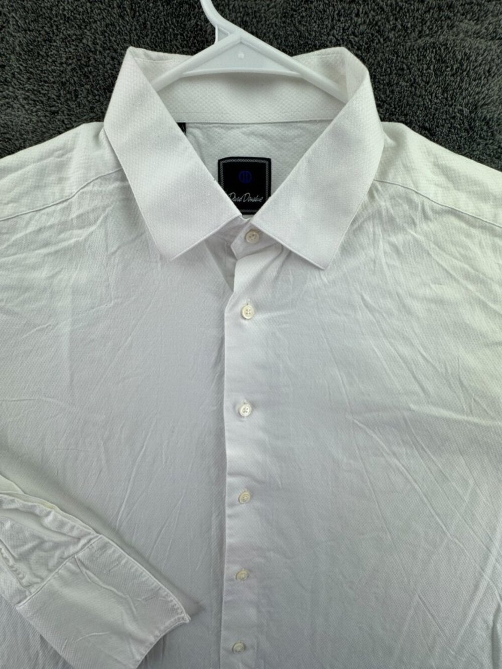 David Donahue Long Sleeve Button Up Shirt Men’s Cotton Size 17.5 34/35 White